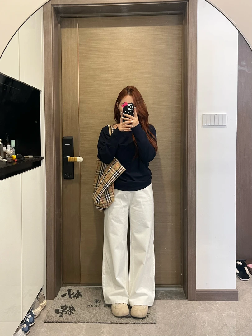 X王叔叔秋季新款白色百搭潮流直腿长款牛仔裤 X