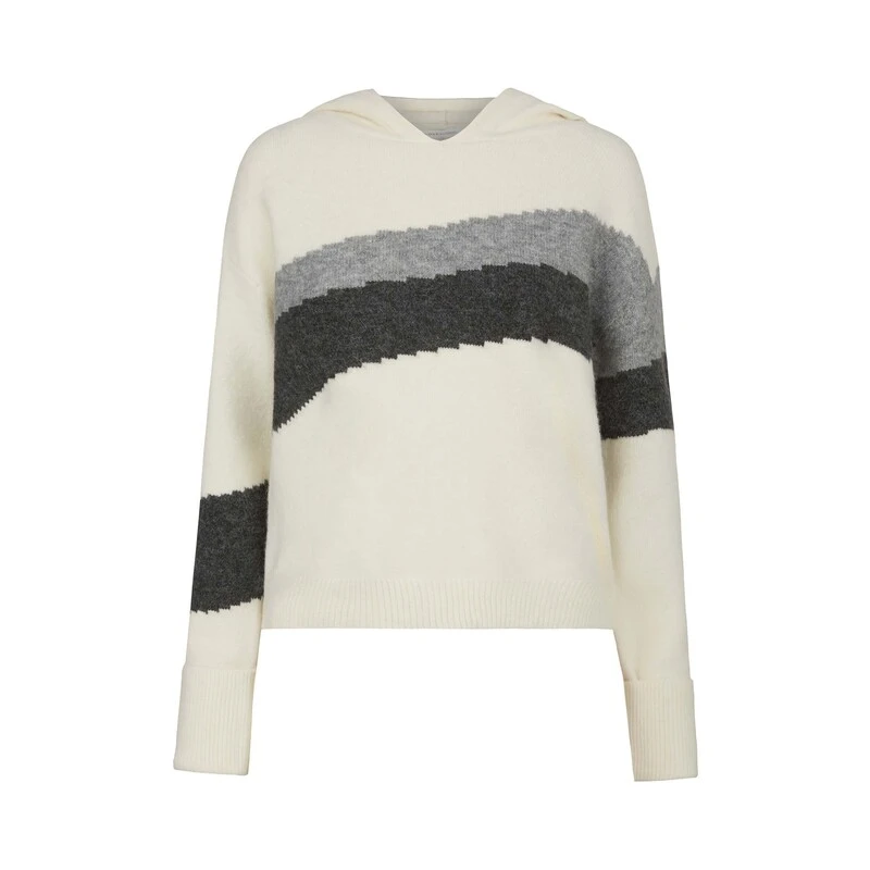 S·DEER圣迪奥女装时尚气质显瘦连帽撞色印花卷边针织衫S234Z35A9