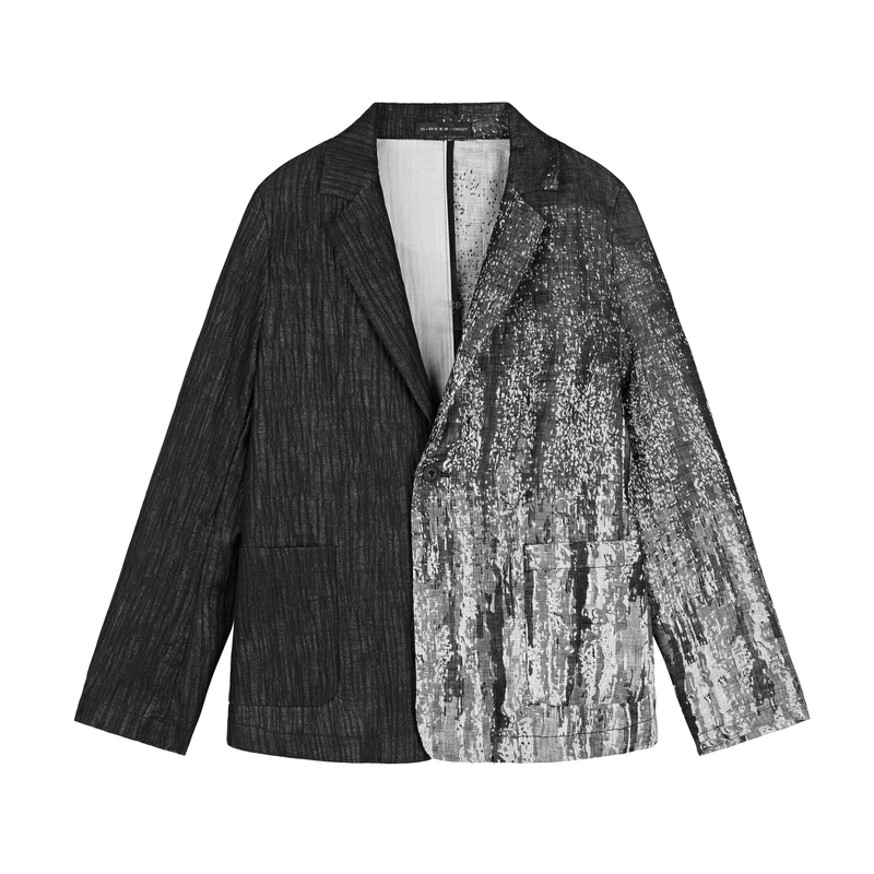 S·DEER圣迪奥女装春季通勤简约西装领泼墨晕染肌理外套S21182227