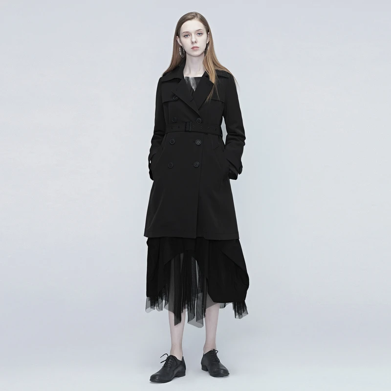 S·DEER圣迪奥时尚 气质春季女装休闲翻领收腰中长款风衣S20381702