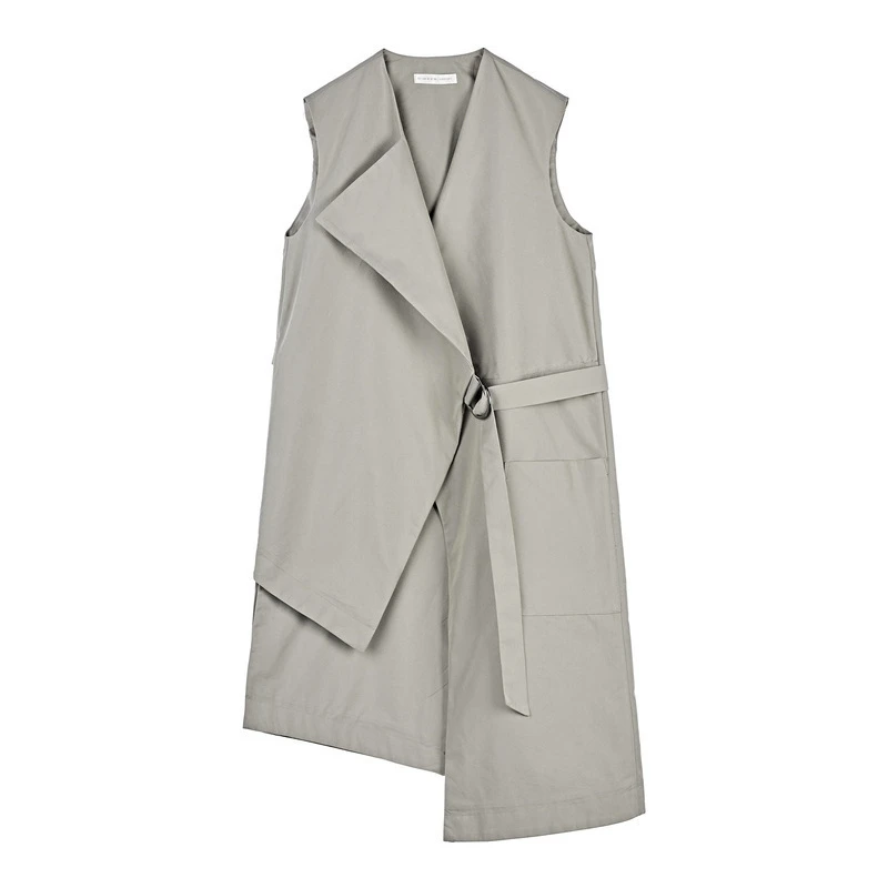 S·DEER圣迪奥女士夏新款时尚无袖中长款休闲不规则马甲S19181602