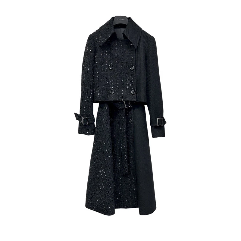 圣迪奥秋冬轻奢法式时尚百搭格纹设计师款套装S234Z1405