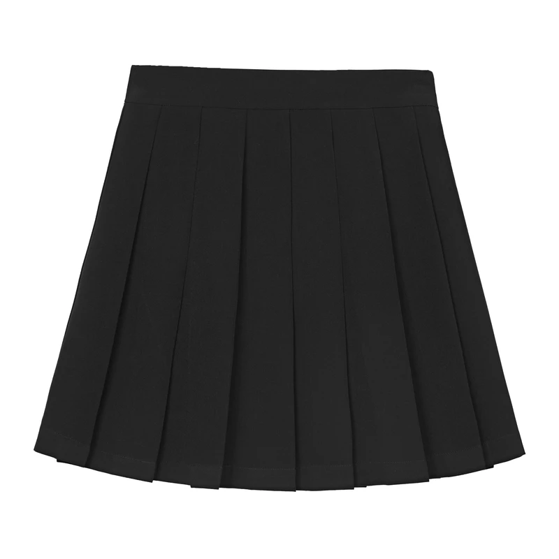 S·DEER圣迪奥女装春秋学院风休闲黑色显瘦百褶A字短裙S23161301