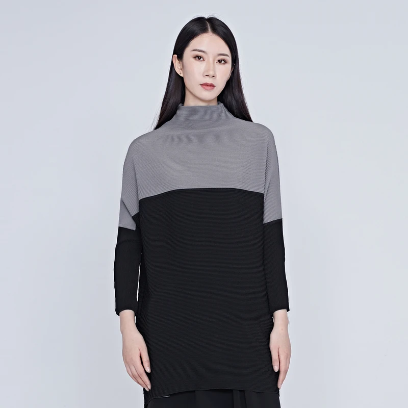 S·DEER圣迪奥女装高定设计师走秀款显瘦拼接个性廓形T恤S20280205