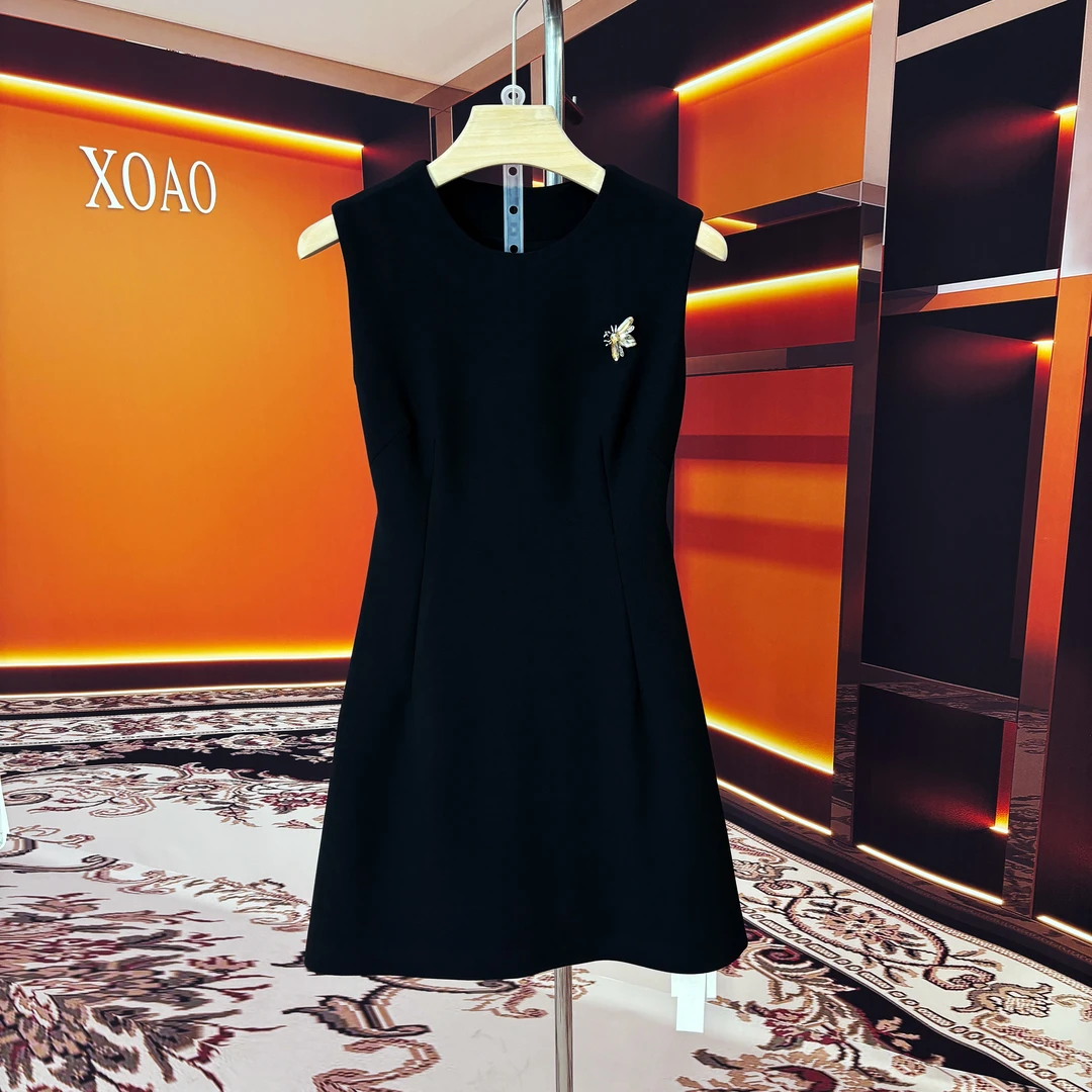 早春夏高定礼服裙马甲裙显瘦气质百搭女装连衣裙简约轻奢小黑裙新