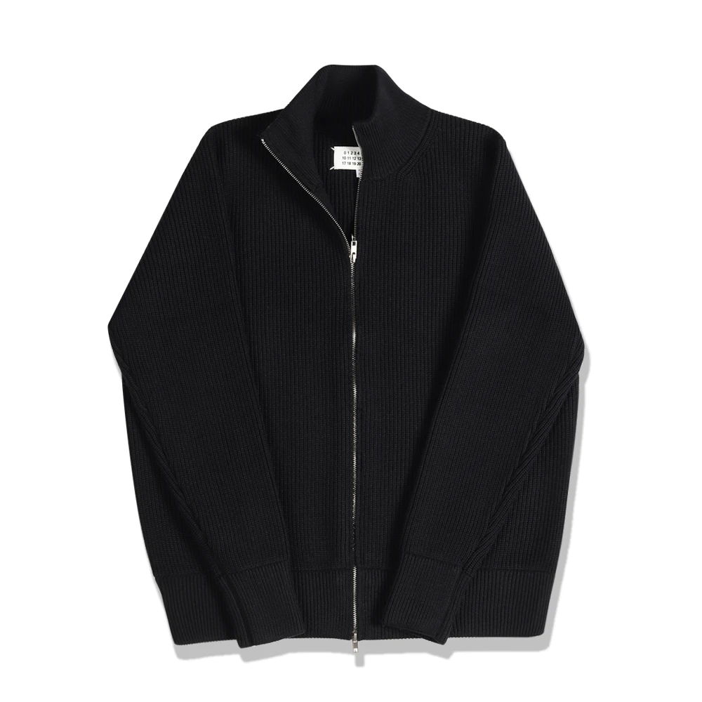 原样开发马拉拉风格19AW拉链针织衫黑色毛衣双向拉链高领外套秋冬