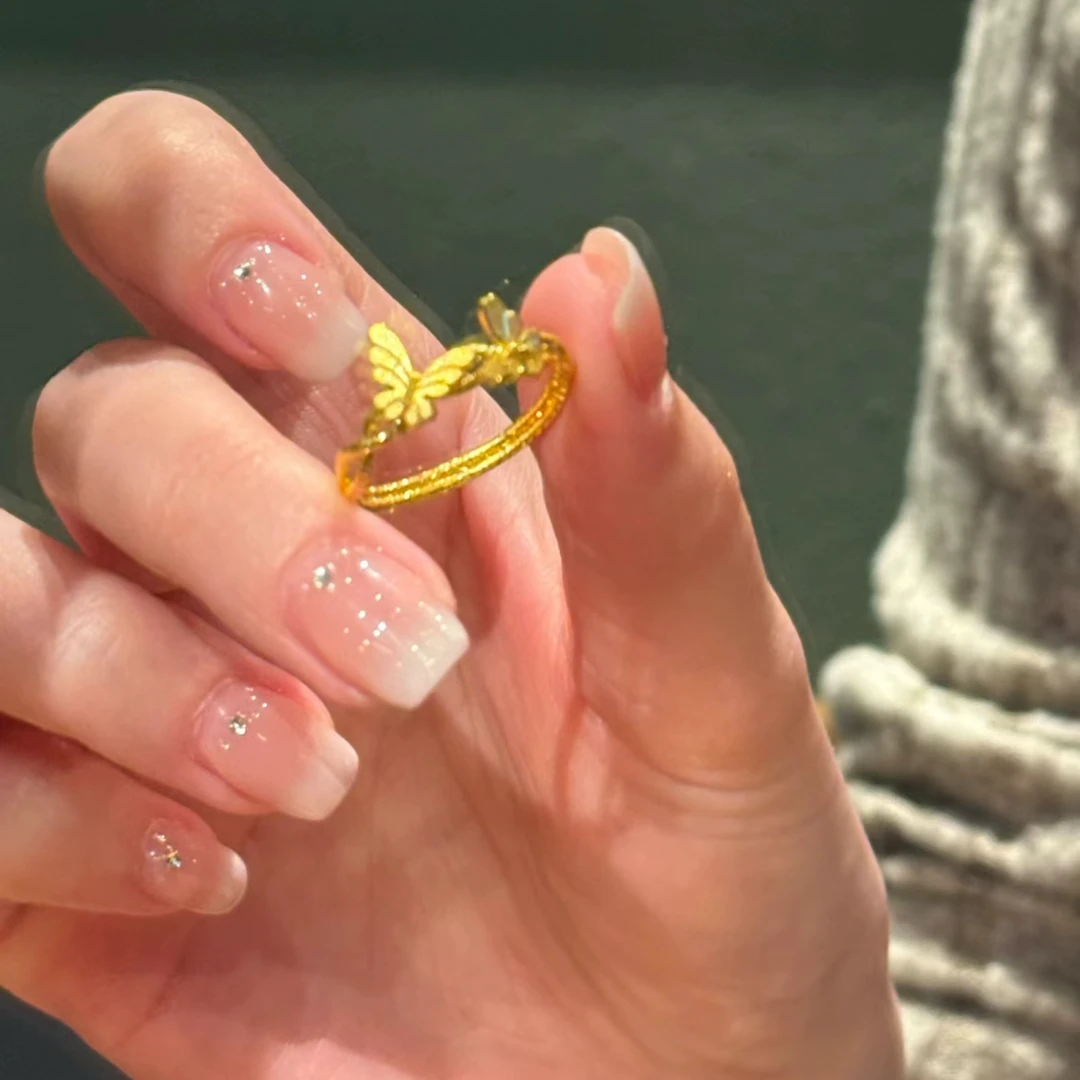 铜合金戒指 2025新款小众高级感时尚双蝴蝶戒指女气质百搭不掉色