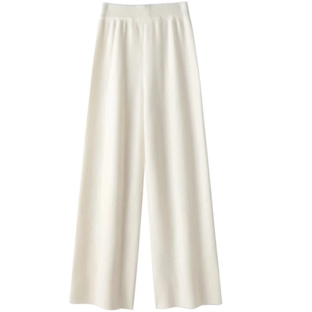 100%澳洲纯羊毛阔腿裤女秋冬外穿加长直筒裤垂坠感羊绒针织拖地3