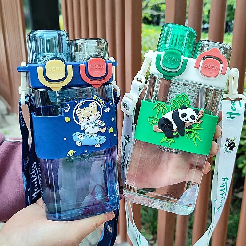 儿童水杯高颜值卡通可爱男女上学专用吸管杯双饮杯有茶漏夏季水壶