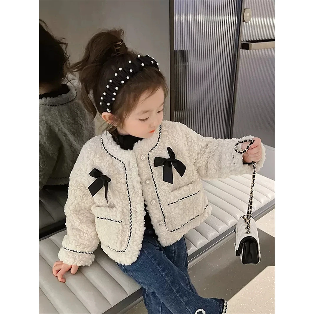 女童外套冬款女宝宝小香风蝴蝶结长袖上衣WE527加厚韩版冬季儿童