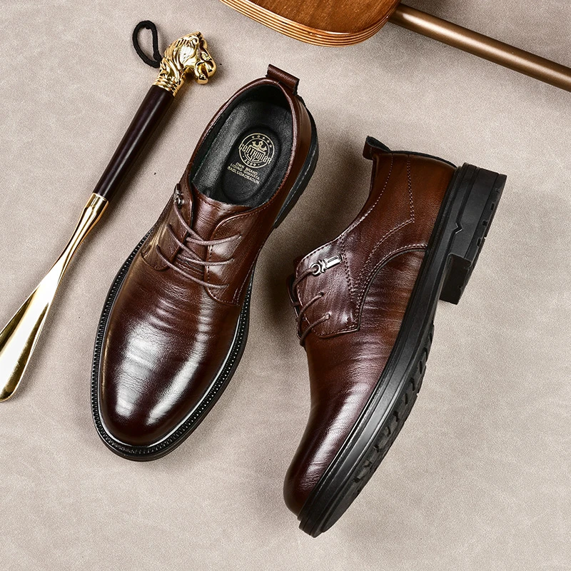 5618皮鞋男尖头商务正装新款男士休闲百搭轻奢高端潮流时尚软底鞋