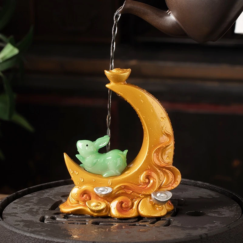 兔年变色茶宠摆件创意精品小兔子可养可玩福兔茶桌茶盘具配件饰品