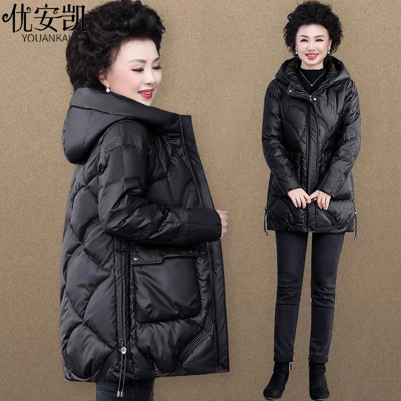 中年妈妈冬装棉服外套加厚中长款大码棉袄中老年人女秋冬棉衣冬季