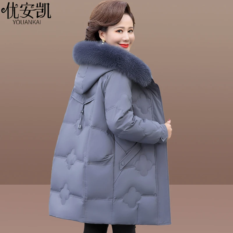 中年妈妈冬装棉服中长款2025新款中老年女装秋冬棉衣外套加厚棉袄