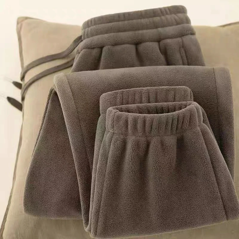 儿童双面摇粒绒裤子外穿束脚家居裤男女童加绒加厚冬季保暖运动裤