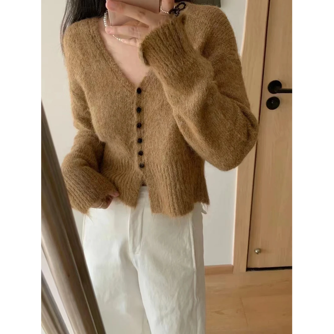 【lilicheng】韩版短款小个子针织开衫女软糯毛衣外套上衣