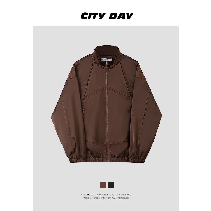 CityDay【楠哥】轻奢系列 进口醋面 骑兵哈林顿夹克外套男 6182