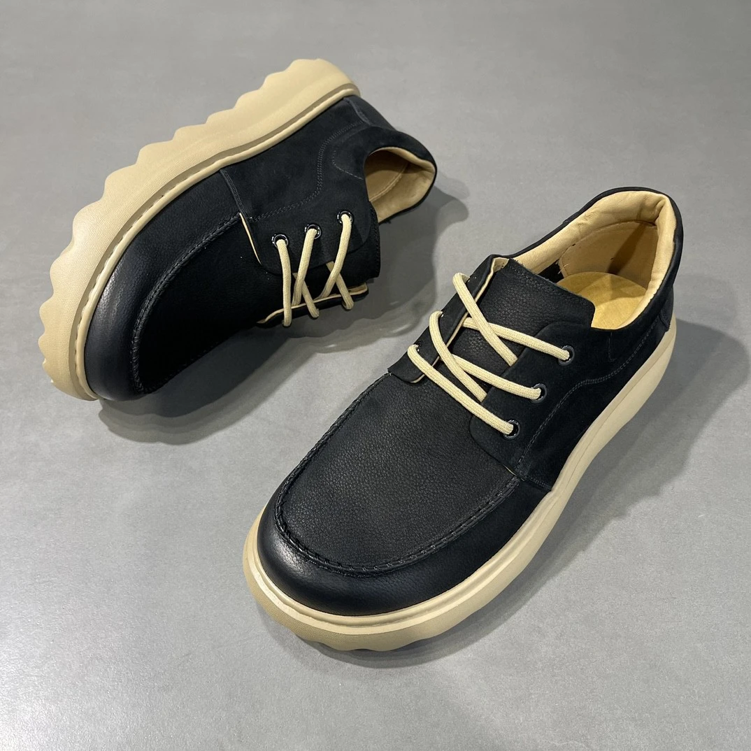 男士休闲布鞋高端简约春夏新款2024百搭厚底男鞋大头鞋欧洲站潮