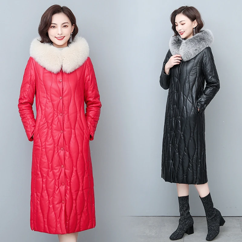 2023冬季中长款韩版海宁真皮皮衣羽绒服女绵羊皮皮草显瘦大码外套