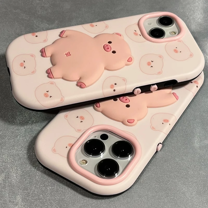 立体可爱卡通粉色小猪适用iPhone14promax苹果手机壳新款13网红12