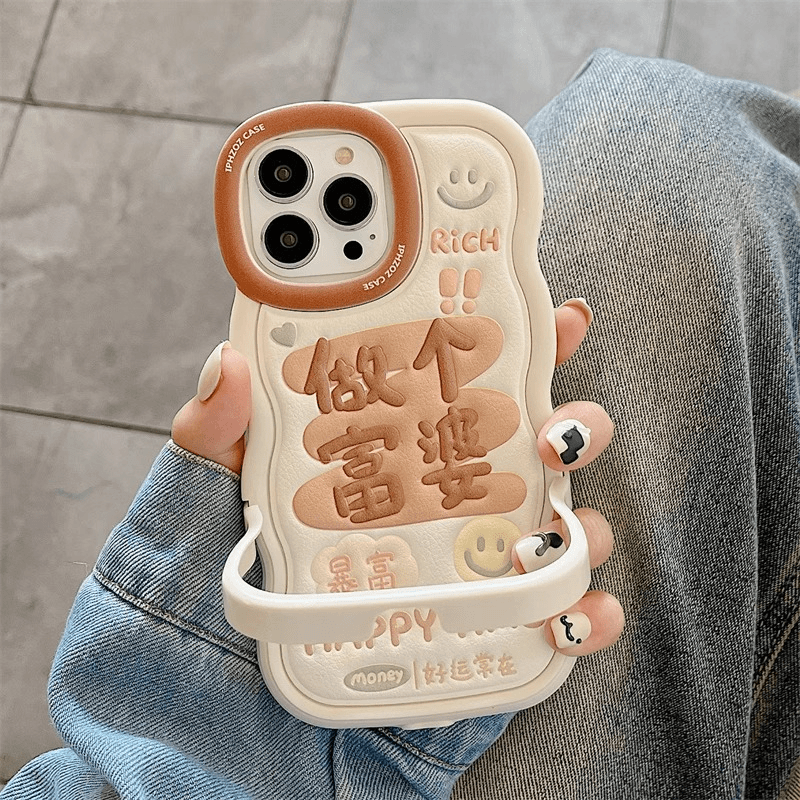 创意好运满满适用iPhone15手机壳14promax波浪支架13硅胶12网红11