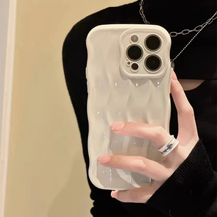 波浪纹适用苹果14手机壳iphone13promax简约11网红防摔12纯色小众