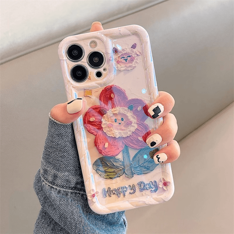 小清新花朵卡通熊猫适用苹果14手机壳iphone13promax蓝光11网红12