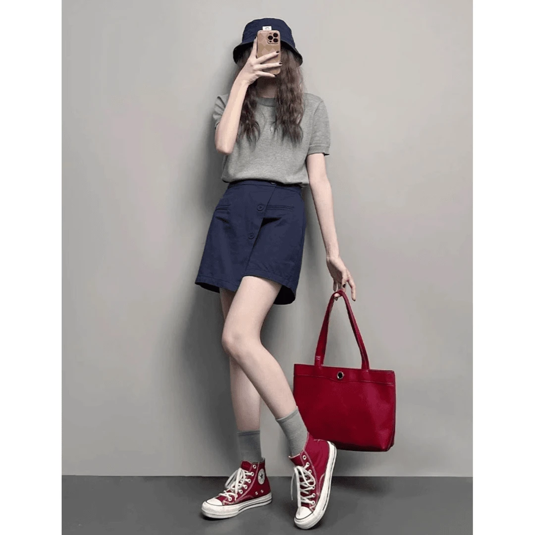 夏装搭配一整套韩系减龄微胖套装短袖T恤休闲小众炸街高级感女装