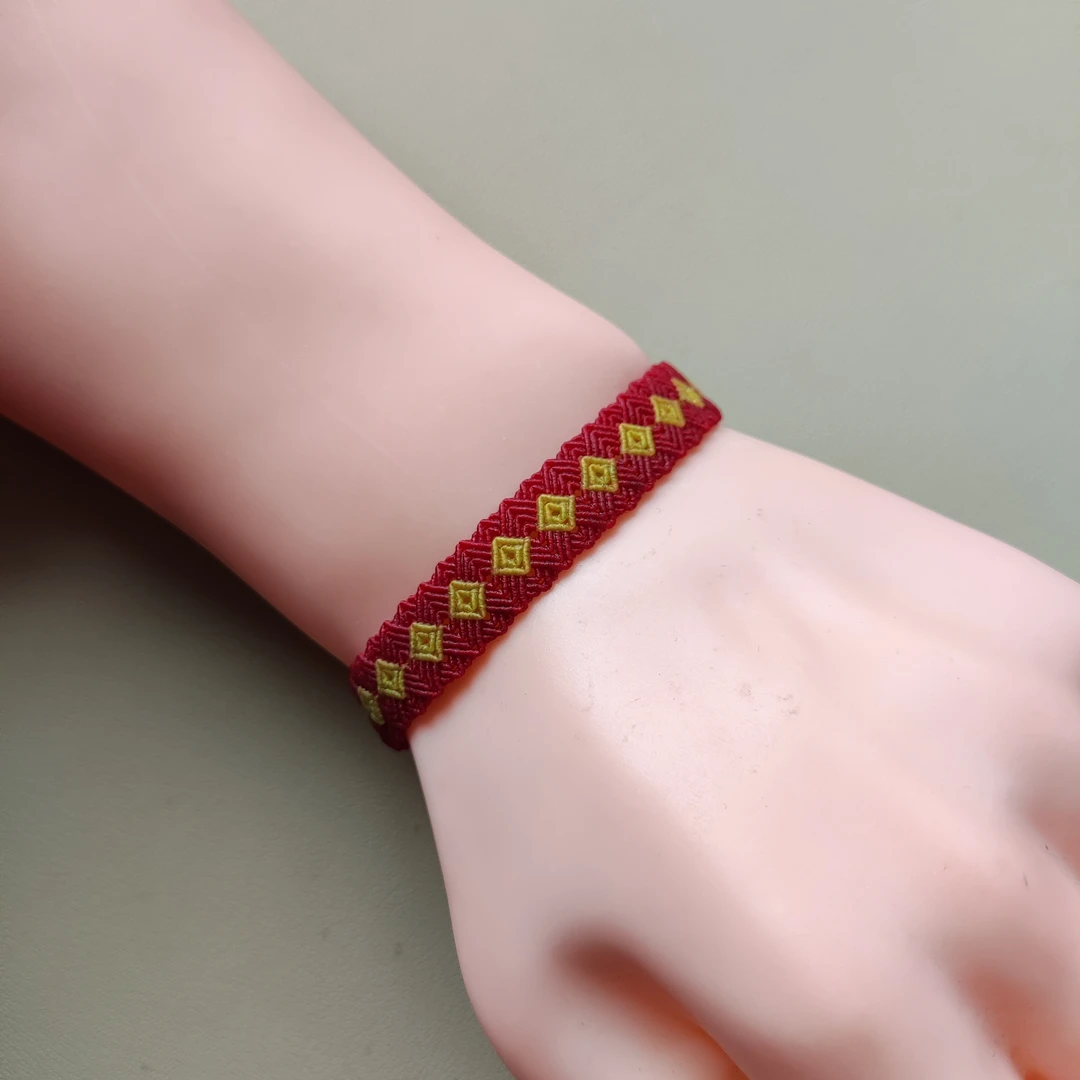 纯手工DIY菱形女士手绳，编绳材料包工具线绳