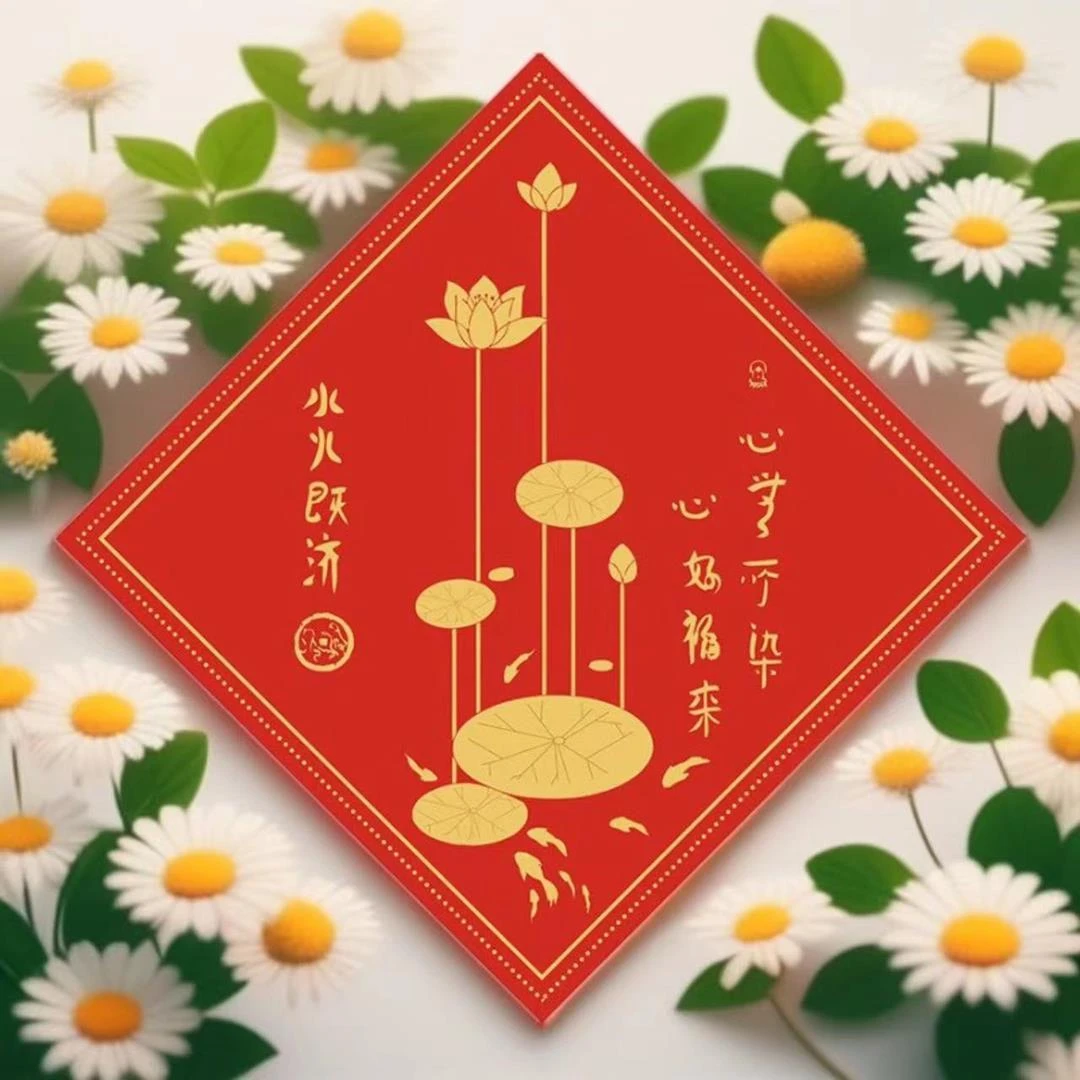 秦老师鲤鱼荷花图 喜庆家用厕所厨房精选自黏画