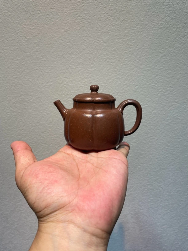 半手工原矿紫泥筋纹德钟壶约150cc宜兴紫砂