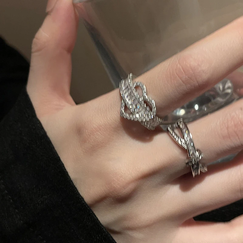 钛钢戒指 （套戒）气质简约百搭日韩可调节个性开口女戒指轻奢小众