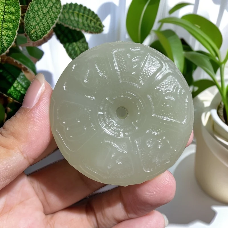 天然和田玉晴水六字箴言吊坠男女款玉石中国风汉服潮流挂件坠