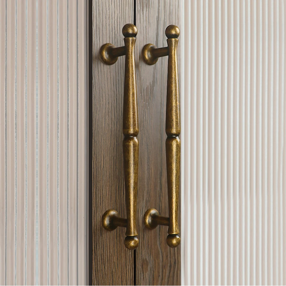 法式意式中古风衣柜橱柜门拉手新中式滚镀仿铜色加长把手单孔做旧