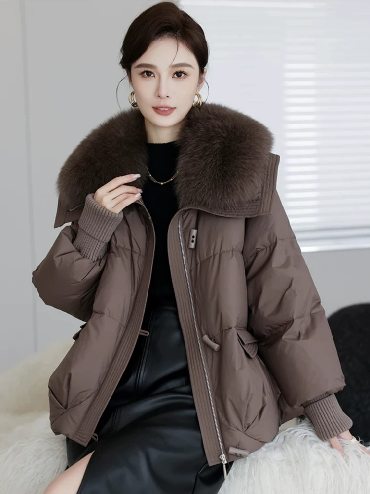 羽绒服新款爆款年毛领羽绒外套季女士女款装休闲宽松鸭绒外