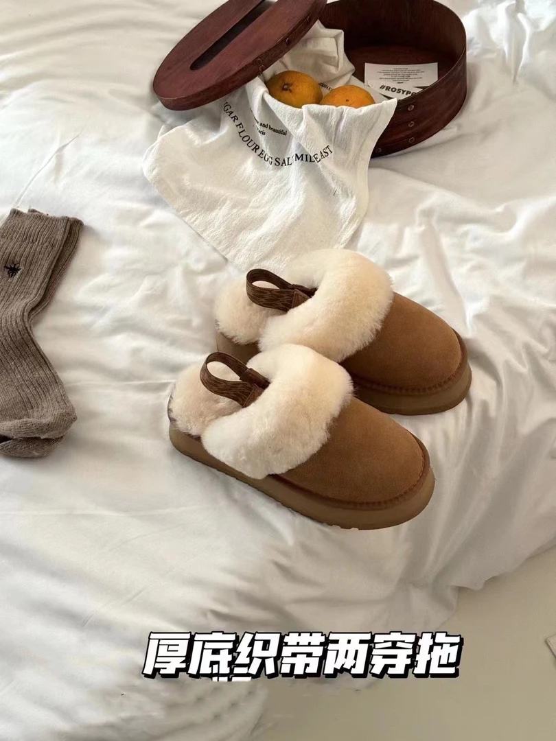 【桑坡反季】反季桑坡雪地靴厚底星拖带绷带网红百搭平底秋冬居家