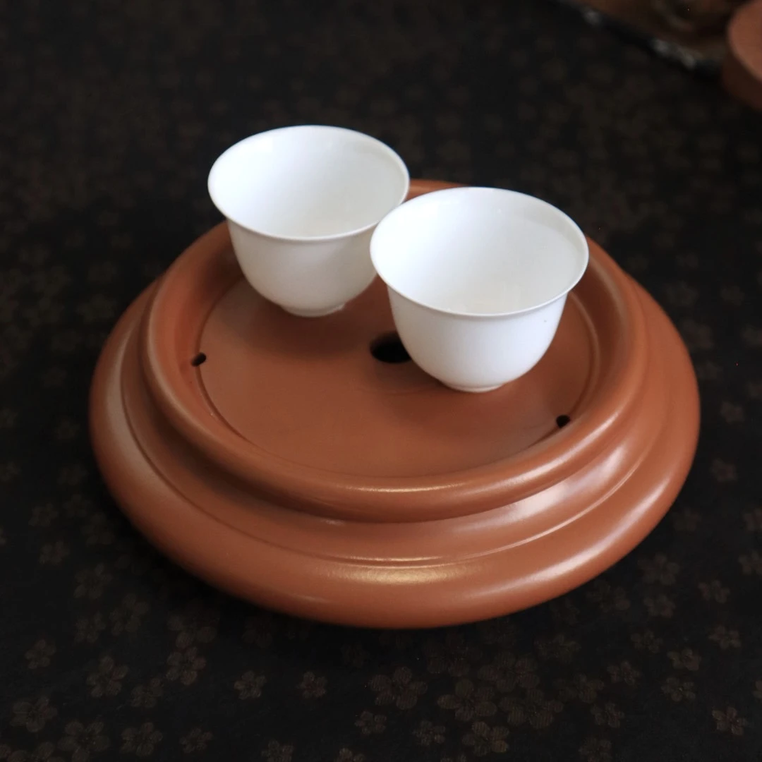 潮州手拉朱泥盘茶盘壶承邱俊植制鸡蛋黄功夫茶茶盘朱泥料蓄水茶盘