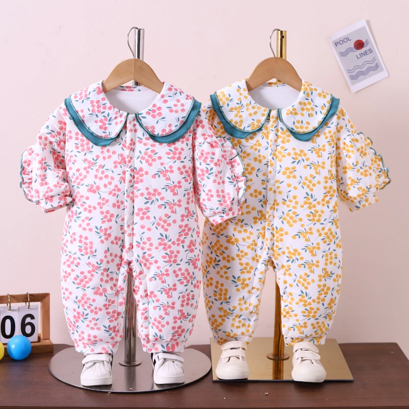 婴儿连体衣秋季薄款40克保暖长袖卡通外出爬服男女宝宝春秋哈衣