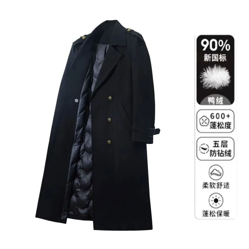 冬季白鸭绒内胆中长款风衣女2024冬季新款显瘦气质羽绒服外套大衣