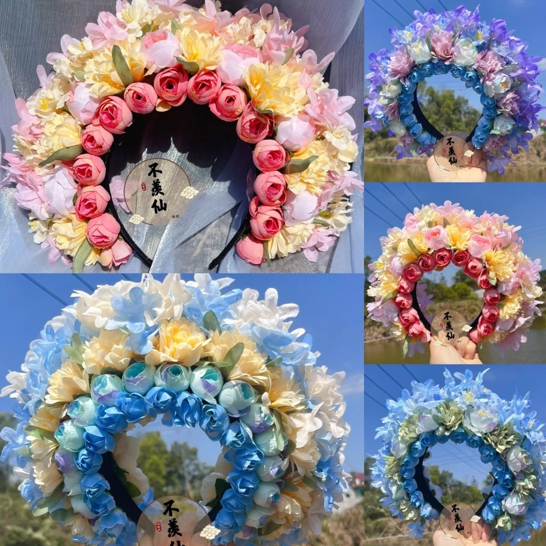 新新泉州浔埔女簪花头饰民族风仙花围绢花高颜值汉服手工古风发饰