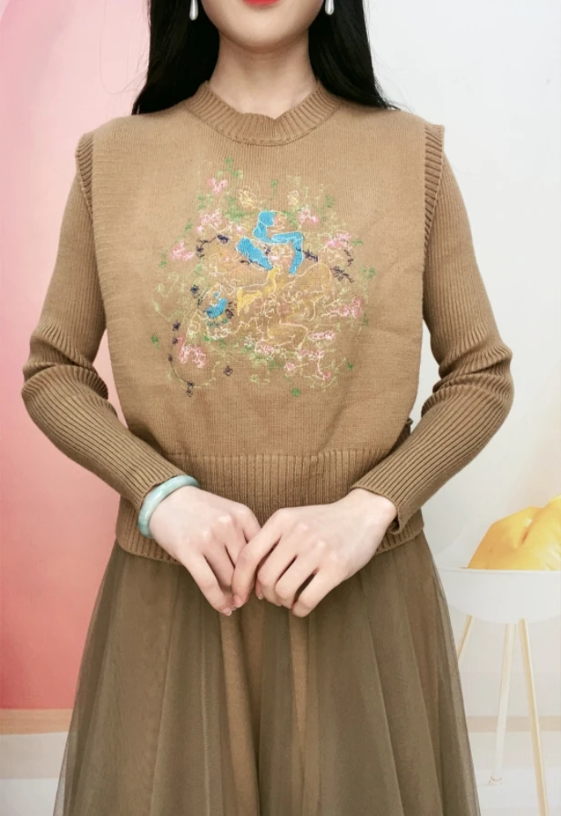 秋冬时尚洋气大码减龄遮肉显瘦两件套连衣裙