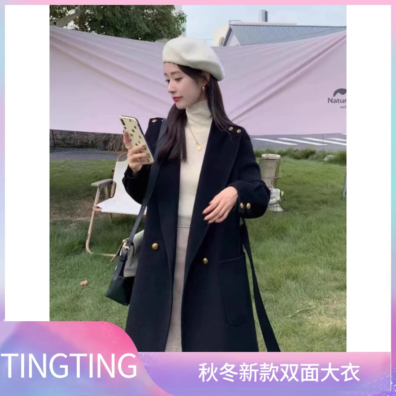 2012 高级休闲气质双面大衣设计师中长款春季韩版大衣外套百搭