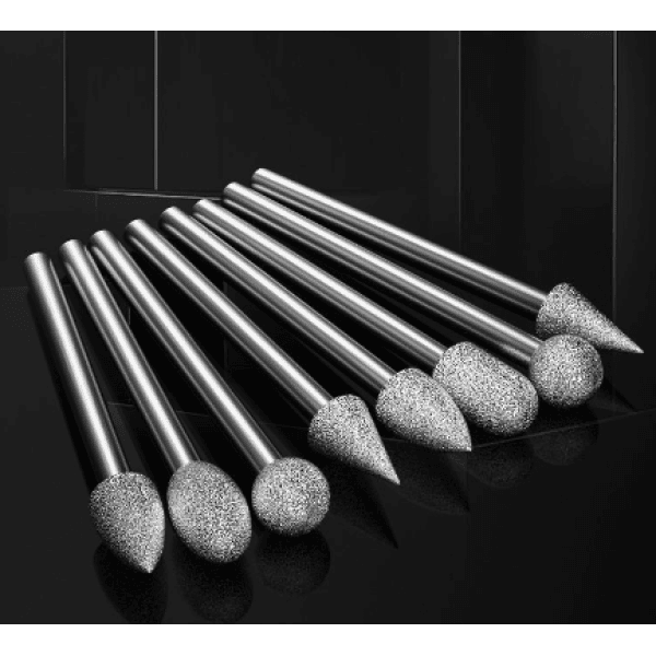 金刚砂磨针金刚石翡翠原石去皮电磨机打磨玉石雕刻磨头子弹形抛光