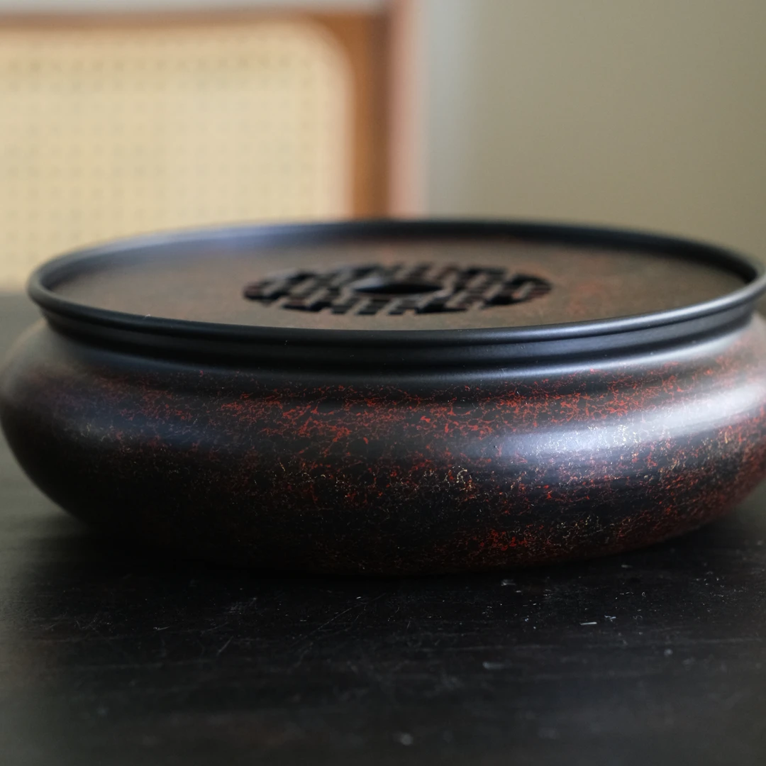 老铁漆器盛水壶承-红金