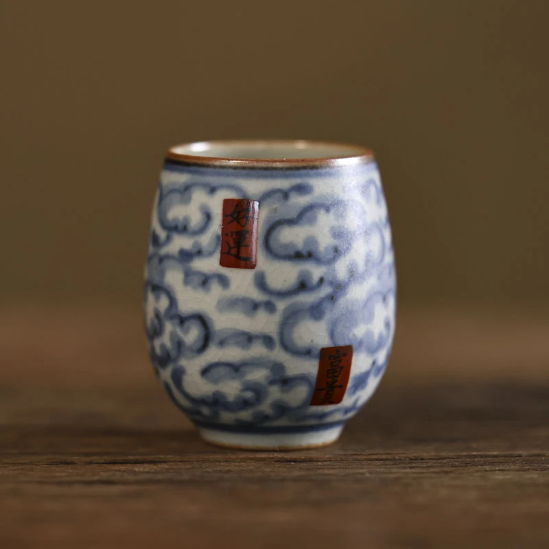 斋居 富贵祥云腰鼓杯60ML（朴杯0171）