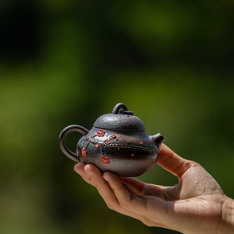 斋居陶瓷家用茶道器具泡茶壶-梅花壶带过虑泡茶壶 茶具