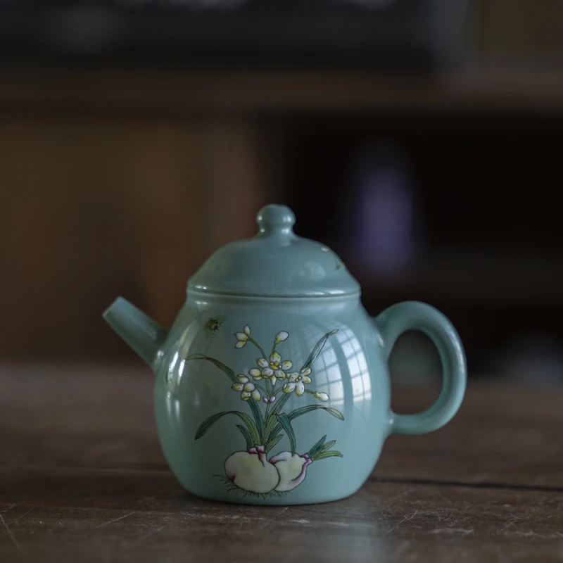 斋居 松石绿水仙-拙溪-茶壶-150CC（拙溪S0037）