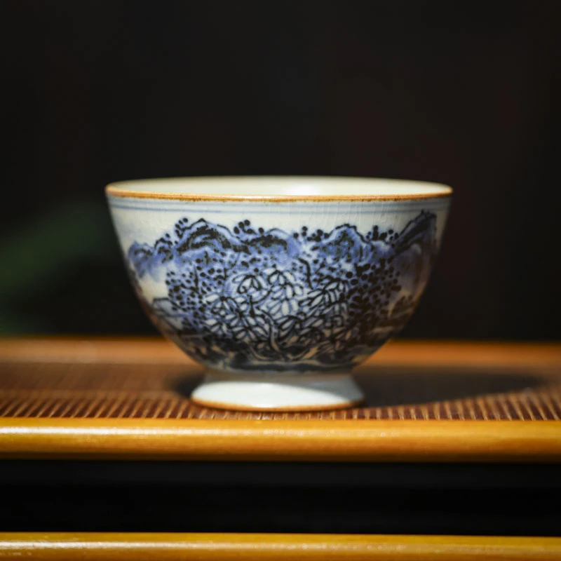 斋居 山水-朴云堂-斗笠杯-150ml，画片随机（朴杯0231随机）