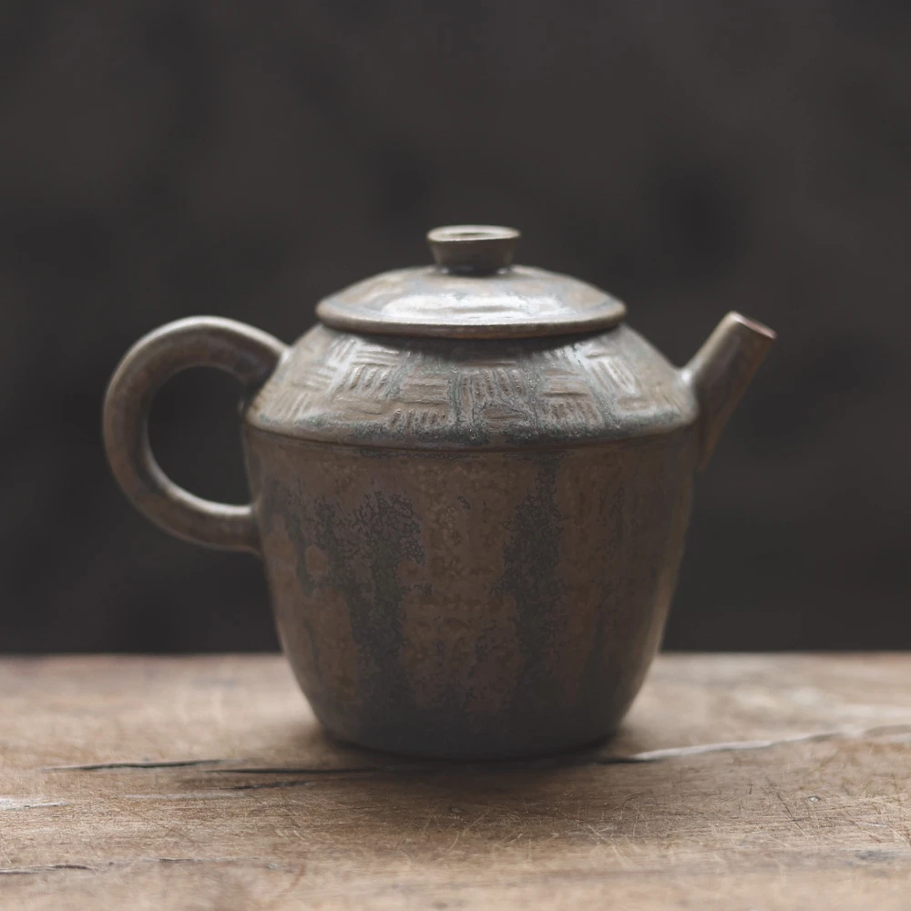 李朝青灰-来知壶家用室用茶道茶具茶壶泡茶壶