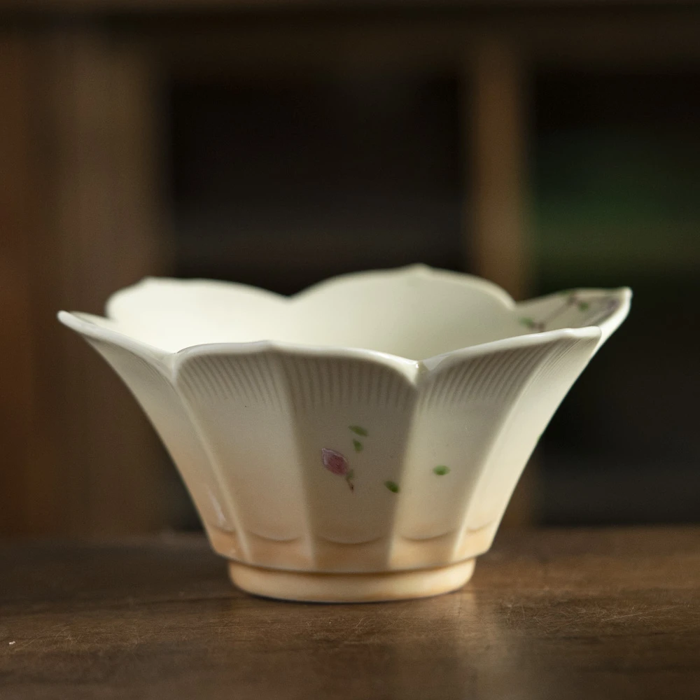 *斋居茶花莲瓣壶承陶瓷茶具家用室用创意手工茶道配件小田月月